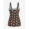 ROSE GAL Rosegal Plus Size Women 2 Piece Swimsuit Skull Heart Print Ruched Tummy Control Tankini Swimwear(Orange)