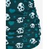 ROSE GAL Rosegal Plus Size Women 2 Piece Swimsuit Skull Heart Print Ruched Tummy Control Tankini Swimwear(Peacock Blue)