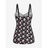ROSE GAL Rosegal Plus Size Women 2 Piece Swimsuit Skull Heart Print Ruched Tummy Control Tankini Swimwear(Pink)