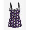 ROSE GAL Rosegal Plus Size Women 2 Piece Swimsuit Skull Heart Print Ruched Tummy Control Tankini Swimwear(Purple)