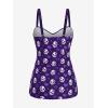 ROSE GAL Rosegal Plus Size Women 2 Piece Swimsuit Skull Heart Print Ruched Tummy Control Tankini Swimwear(Purple_2)