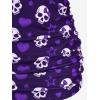 ROSE GAL Rosegal Plus Size Women 2 Piece Swimsuit Skull Heart Print Ruched Tummy Control Tankini Swimwear(Purple_2)