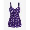 ROSE GAL Rosegal Plus Size Women 2 Piece Swimsuit Skull Heart Print Ruched Tummy Control Tankini Swimwear(Purple_2)