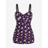 ROSE GAL Rosegal Plus Size Women 2 Piece Swimsuit Skull Heart Print Ruched Tummy Control Tankini Swimwear(Red)