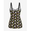 ROSE GAL Rosegal Plus Size Women 2 Piece Swimsuit Skull Heart Print Ruched Tummy Control Tankini Swimwear(Yellow)