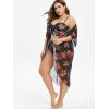 ROSE GAL Rosegal Plus Size Women 3 Piece Tankini Swimsuit Floral Print Underwire Push Up High Waisted Ruched Bathing Suit(Black_1)
