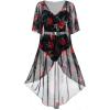 ROSE GAL Rosegal Plus Size Women 3 Piece Tankini Swimsuit Floral Print Underwire Push Up High Waisted Ruched Bathing Suit(Black_1)