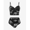 ROSE GAL Rosegal Plus Size Women 3 Piece Tankini Swimsuit Floral Print Underwire Push Up High Waisted Ruched Bathing Suit(Gray)