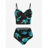 ROSE GAL Rosegal Plus Size Women 3 Piece Tankini Swimsuit Floral Print Underwire Push Up High Waisted Ruched Bathing Suit(Green)
