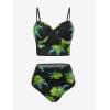 ROSE GAL Rosegal Plus Size Women 3 Piece Tankini Swimsuit Floral Print Underwire Push Up High Waisted Ruched Bathing Suit(Green_10)