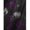 ROSE GAL Rosegal Plus Size Women Medieval Gothic Bell Sleeves Cold Shoulder Skulls Dress Halloween Dress(Purple_1)