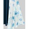ROSE GAL Rosegal Plus Size Women Sundress Set Flutter Sleeves Floral Dress and Lace-up Cami Dress(Blue_1)