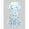 ROSE GAL Rosegal Plus Size Women Sundress Set Flutter Sleeves Floral Dress and Lace-up Cami Dress(Blue_1)