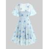 ROSE GAL Rosegal Plus Size Women Sundress Set Flutter Sleeves Floral Dress and Lace-up Cami Dress(Blue_2)
