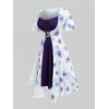 ROSE GAL Rosegal Plus Size Women Sundress Set Flutter Sleeves Floral Dress and Lace-up Cami Dress(Deep Purple_1)