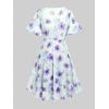 ROSE GAL Rosegal Plus Size Women Sundress Set Flutter Sleeves Floral Dress and Lace-up Cami Dress(Deep Purple_1)