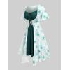 ROSE GAL Rosegal Plus Size Women Sundress Set Flutter Sleeves Floral Dress and Lace-up Cami Dress(Green_2)