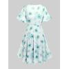 ROSE GAL Rosegal Plus Size Women Sundress Set Flutter Sleeves Floral Dress and Lace-up Cami Dress(Green_2)