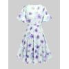 ROSE GAL Rosegal Plus Size Women Sundress Set Flutter Sleeves Floral Dress and Lace-up Cami Dress(Purple_2)