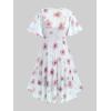 ROSE GAL Rosegal Plus Size Women Sundress Set Flutter Sleeves Floral Dress and Lace-up Cami Dress(Red_1)
