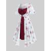 ROSE GAL Rosegal Plus Size Women Sundress Set Flutter Sleeves Floral Dress and Lace-up Cami Dress(Red_1)