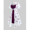 ROSE GAL Rosegal Plus Size Women Sundress Set Flutter Sleeves Floral Dress and Lace-up Cami Dress(Red_2)