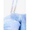 ROSE GAL Rosegal Women Plus Size Cold Shoulder Top Galaxy Moon Star Twist Chains Hollow Out Ombre Tie Tee(Blue_1)