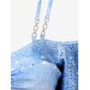 ROSE GAL Rosegal Women Plus Size Cold Shoulder Top Galaxy Moon Star Twist Chains Hollow Out Ombre Tie Tee(Blue_2)
