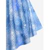 ROSE GAL Rosegal Women Plus Size Cold Shoulder Top Galaxy Moon Star Twist Chains Hollow Out Ombre Tie Tee(Blue_2)