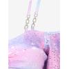 ROSE GAL Rosegal Women Plus Size Cold Shoulder Top Galaxy Moon Star Twist Chains Hollow Out Ombre Tie Tee(Pink_3)