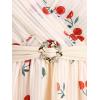 ROSE GAL Rosegal Women Plus Size Elegant Cherry Summer Blouse Flutter Sleeves Fruit Printed Blouse(Beige_1)