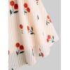 ROSE GAL Rosegal Women Plus Size Elegant Cherry Summer Blouse Flutter Sleeves Fruit Printed Blouse(Beige_1)