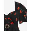 ROSE GAL Rosegal Women Plus Size Elegant Cherry Summer Blouse Flutter Sleeves Fruit Printed Blouse(Black_1)
