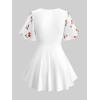 ROSE GAL Rosegal Women Plus Size Elegant Cherry Summer Blouse Flutter Sleeves Fruit Printed Blouse(White_1)