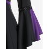 ROSE GAL Rosegal Women Plus Size Gothic Flare Sleeves Lace-up Two Tone Handkerchief Tee Halloween Costume Bell Sleeves Top(Purple_2)