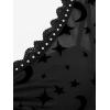 ROSE GAL Rosegal Women Plus Size Gothic Moon Star Mesh Panel Bell Sleeves Chain Tassel T-Shirt(Black_1)
