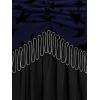 ROSE GAL Rosegal Women Plus Size Gothic Moon Star Mesh Panel Bell Sleeves Chain Tassel T-Shirt(Blue_1)