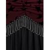 ROSE GAL Rosegal Women Plus Size Gothic Moon Star Mesh Panel Bell Sleeves Chain Tassel T-Shirt(Deep Red_1)