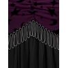 ROSE GAL Rosegal Women Plus Size Gothic Moon Star Mesh Panel Bell Sleeves Chain Tassel T-Shirt(Purple_2)