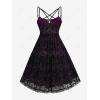 ROSE GAL Rosegal Women Plus Size Gothic Overlay Midi Dress Backless Spaghetti Strap A Line Dress(Black_3)