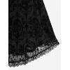 ROSE GAL Rosegal Women Plus Size Gothic Overlay Midi Dress Backless Spaghetti Strap A Line Dress(Black_4)