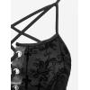 ROSE GAL Rosegal Women Plus Size Gothic Overlay Midi Dress Backless Spaghetti Strap A Line Dress(Black_4)