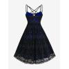 ROSE GAL Rosegal Women Plus Size Gothic Overlay Midi Dress Backless Spaghetti Strap A Line Dress(Blue_3)