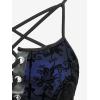 ROSE GAL Rosegal Women Plus Size Gothic Overlay Midi Dress Backless Spaghetti Strap A Line Dress(Blue_3)