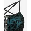 ROSE GAL Rosegal Women Plus Size Gothic Overlay Midi Dress Backless Spaghetti Strap A Line Dress(Green_3)