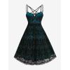 ROSE GAL Rosegal Women Plus Size Gothic Overlay Midi Dress Backless Spaghetti Strap A Line Dress(Green_3)