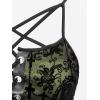 ROSE GAL Rosegal Women Plus Size Gothic Overlay Midi Dress Backless Spaghetti Strap A Line Dress(Green_4)