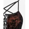 ROSE GAL Rosegal Women Plus Size Gothic Overlay Midi Dress Backless Spaghetti Strap A Line Dress(Orange_3)