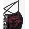 ROSE GAL Rosegal Women Plus Size Gothic Overlay Midi Dress Backless Spaghetti Strap A Line Dress(Red_3)