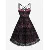 ROSE GAL Rosegal Women Plus Size Gothic Overlay Midi Dress Backless Spaghetti Strap A Line Dress(Red_4)